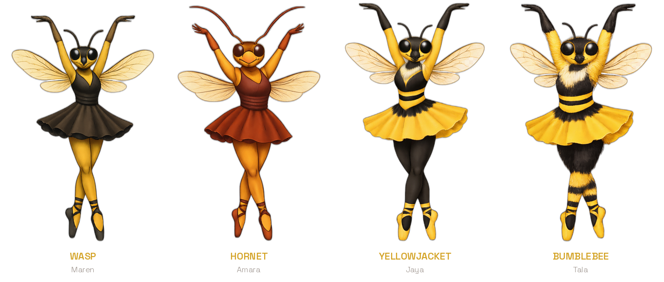 Maren, Amara, Jaya, and Tala — the four dancers of Piqué Dance Co.